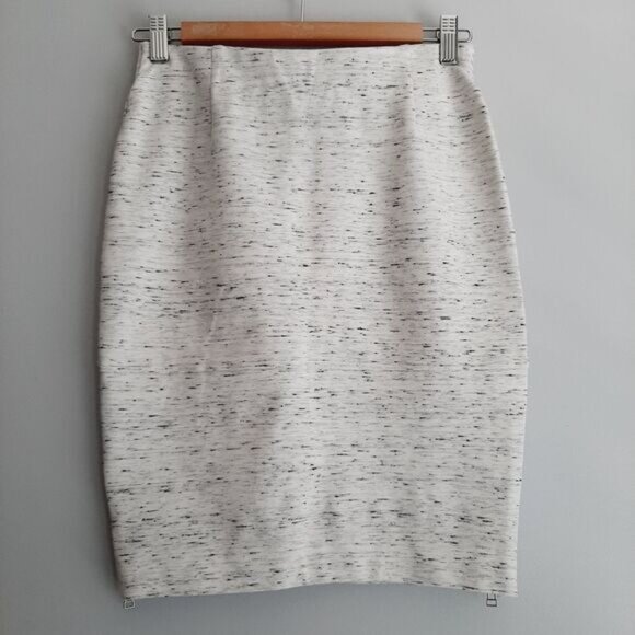 WILFRED / Aritzia Exposed Zip Slit Ponte Pencil Fitted Mini Skirt Marled Grey 6 - Picture 8 of 13